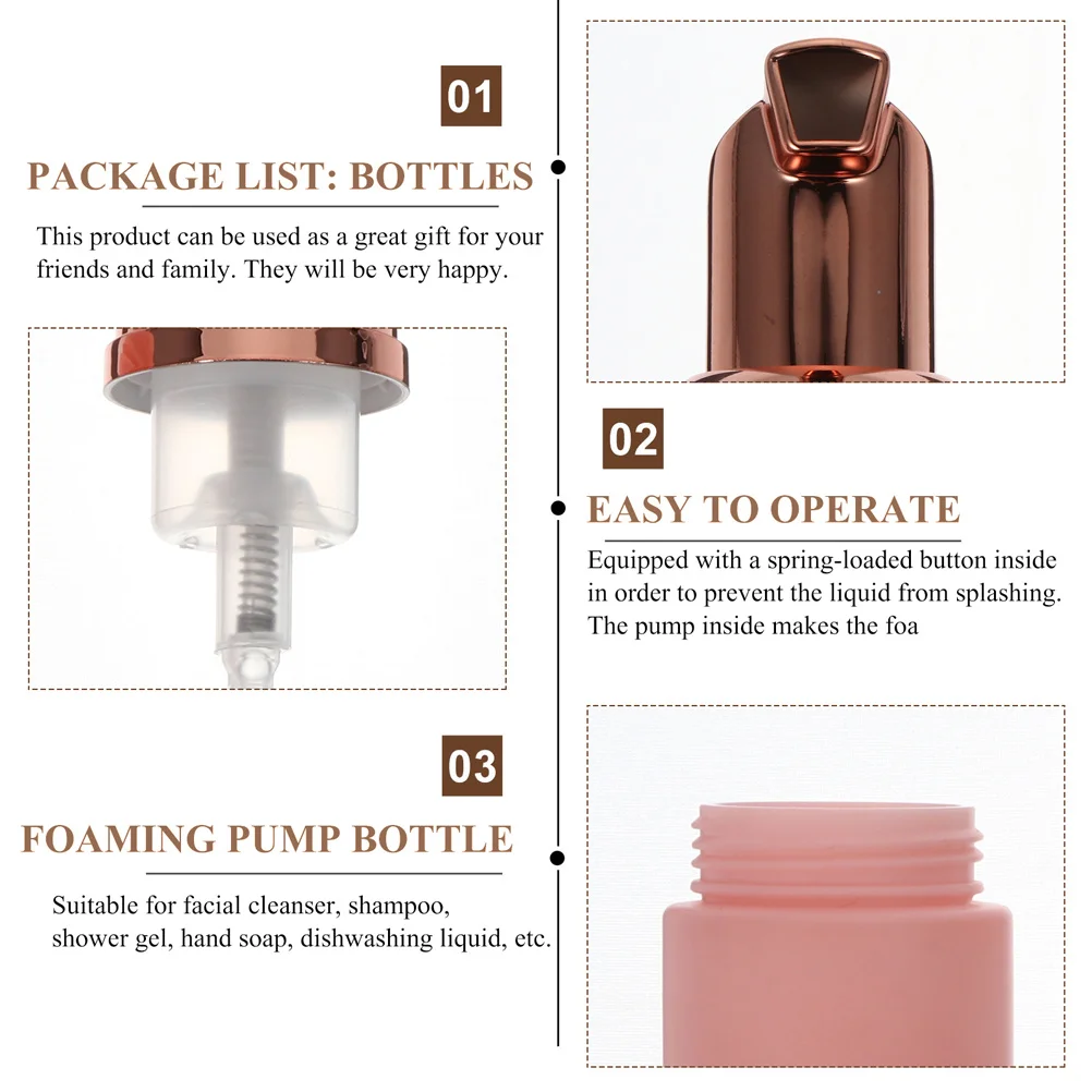 

6Pcs Travel Foaming Bottles Durable Plastic Shampoo Containers Portable Reusable Cute Round Design Mousse Dispensers