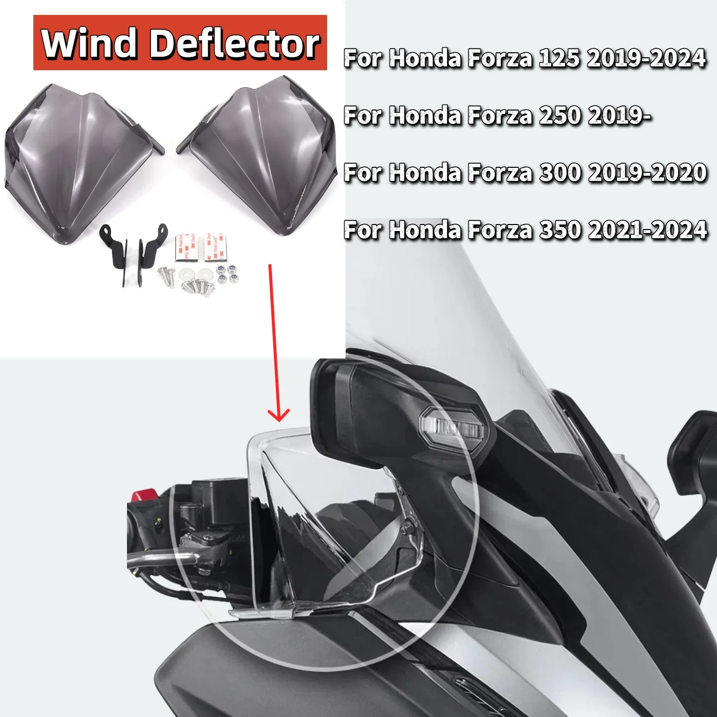 

New Windshield Handguards For Honda forza 250 FORZA 300 Forza 350 Forza 125 Side Windshield Windscreen Wind Deflector