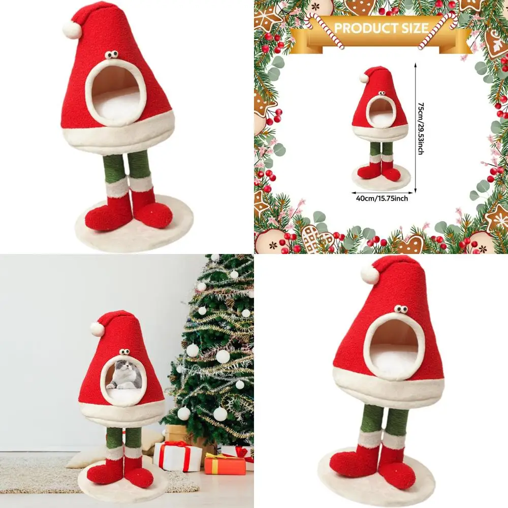 

Рождественская шапка для котенка, декоративная палатка, съемная и уютная пещера для кошачьей кровати, 40 см x 75 см с ножками для комфортного отдыха