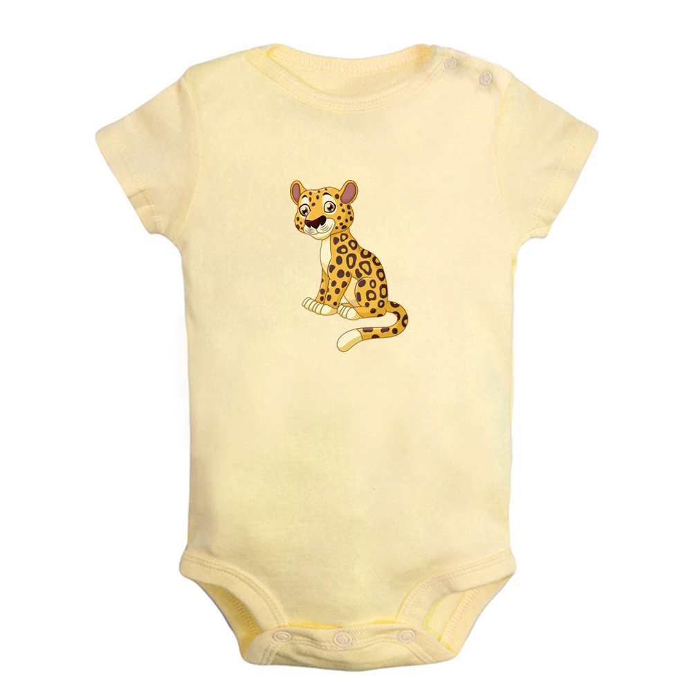 

Animal Cute Little Leopard I'm Hangry Baby Rompers Baby Boys Girls Fun Print Bodysuit Infant Short Sleeves Jumpsuit Kids Clothes