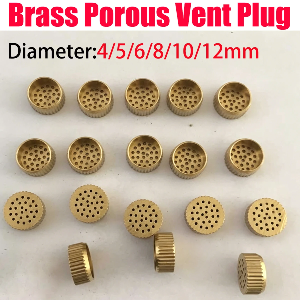 100pcs Brass Porous Vent Plug, 4/5/6/8/10/12mm Copper Pore Mold Air Exhaust Plug for Die Casting