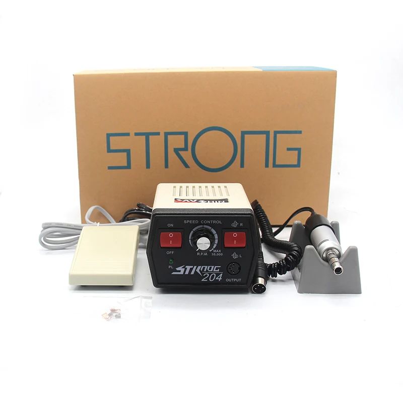 High Quality Dental Clinic Equipment STRONG 204 Micro Motor +108e Handpice Teeth Polishing Grinding With Pedal 35000rpm