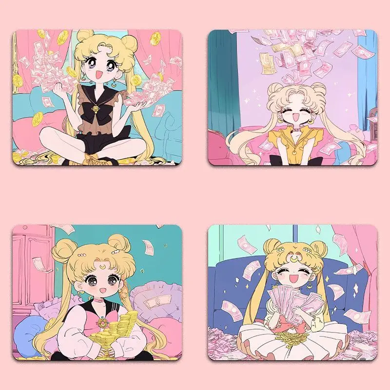 20*25cm Sailor Moon Mauspad Kleine Büro-Computer-Schreibtischunterlage Rutschfeste Niedliche Cartoon-Spaß-Mädchen Tastaturmatte