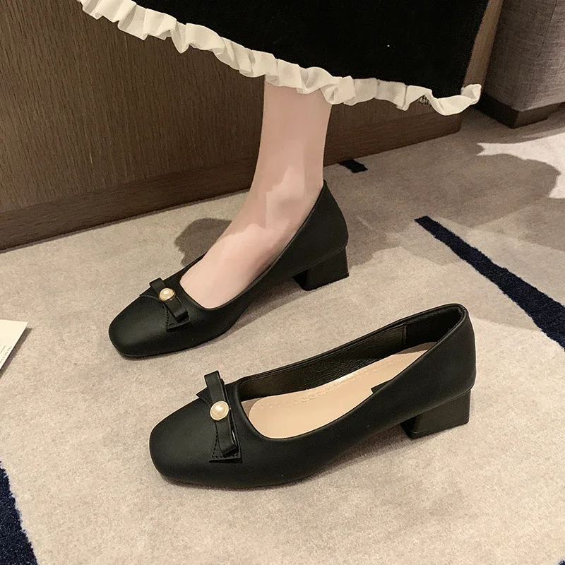 Korean Style Woman Pumps Square Heels Casual Shoes for Women Comfortable and Elegant Fashion Luxury Brand Beau Today Stylish