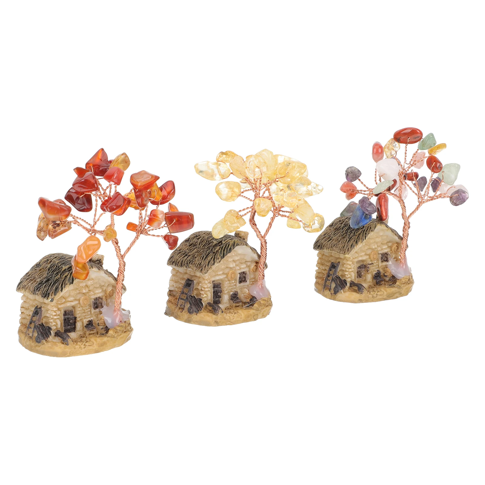 

3pcs Crystal Flower Pot Decoration Miniatures Micro Landscape Ornament Mini Houses Bonsai Decorations Resin Material
