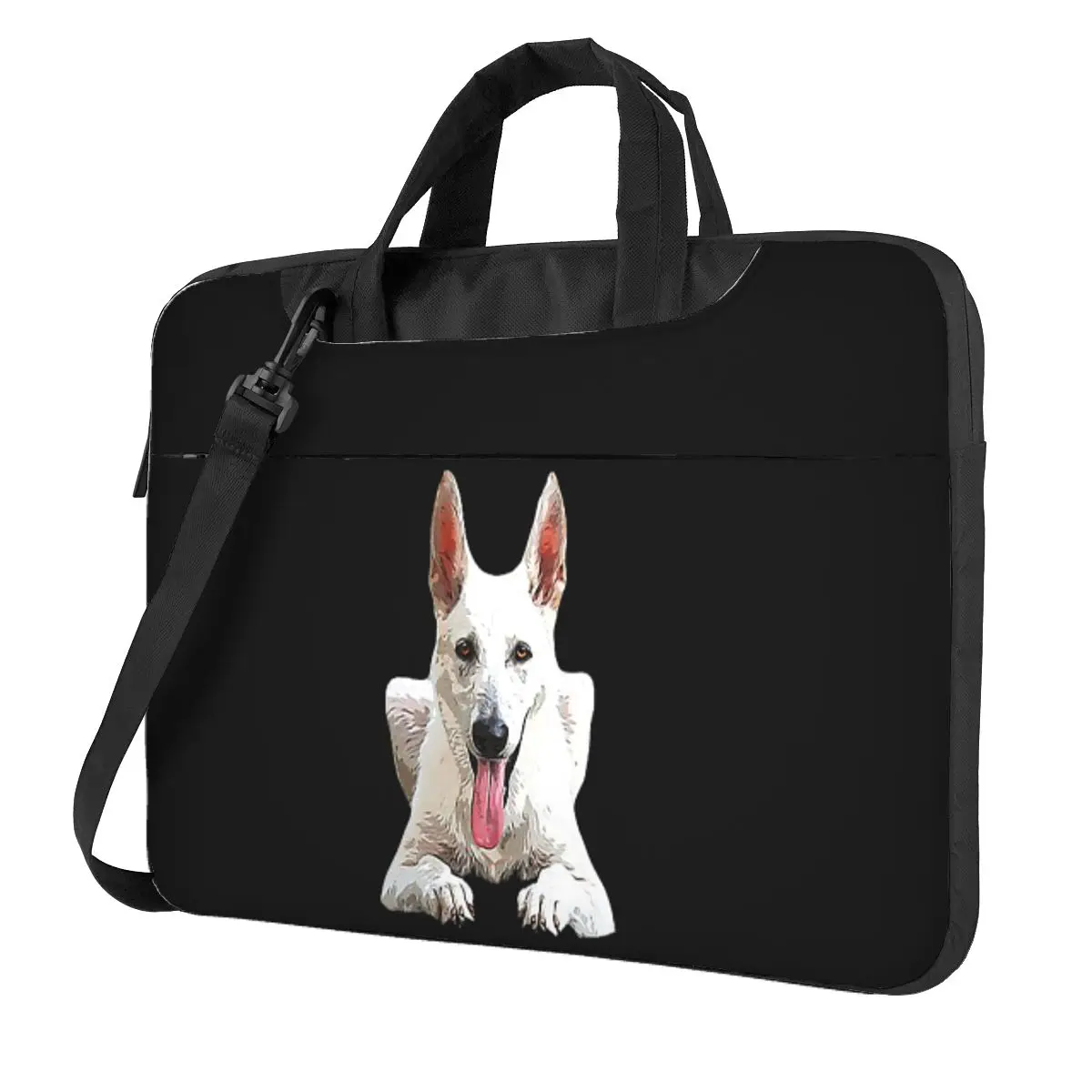 

White Swiss Shepherd White German Shepherd Crossbody Laptop Bag Case Computer Bag 13 14 15.6 Inch Notebook Pouch for Macbook Pro