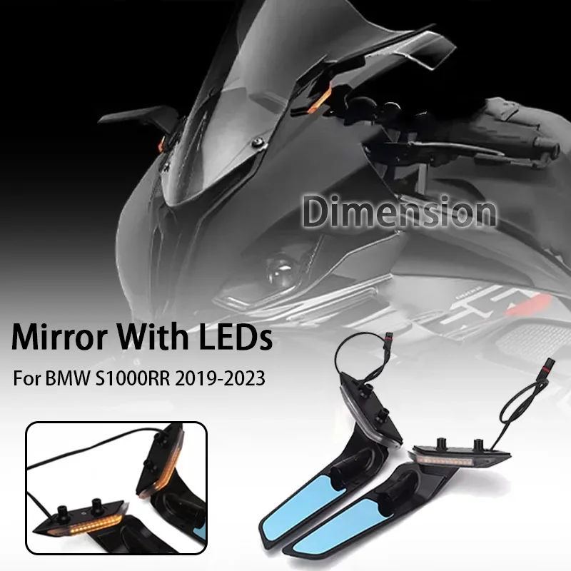 Motorcycles Wind Wing Adjustable Rotating Rearview Mirror With LED Light For BMW S1000 RR S 1000 RR S1000RR s1000rr 2019-2023