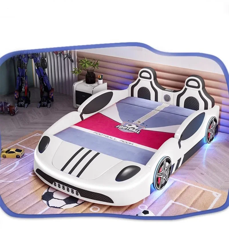 Cama de madeira para bebê para crianças, Beliche de slide branco, Móveis dobráveis, Designer Car, Pequena criança, Crianças