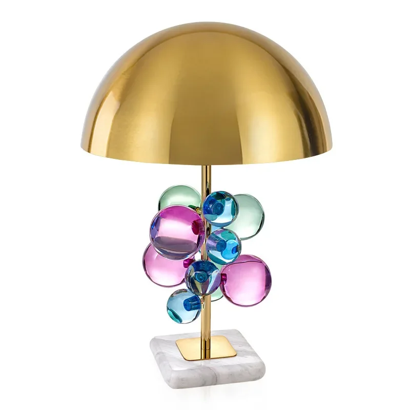 Imagem -06 - Ins Cristal Led Table Lamp Bola de Ouro Nórdico Cogumelo de Mármore Quarto Sala de Estar Study Desk Lights Decor E27 Table Lights