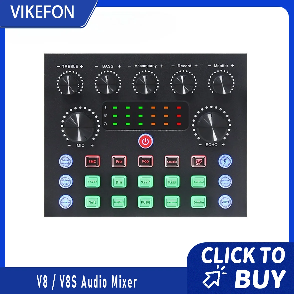 

VIKEFON V8 V8S Audio Mixer USB External Headset Microphone Webcast Personal Live Broadcast Sound Card For Phone Computer
