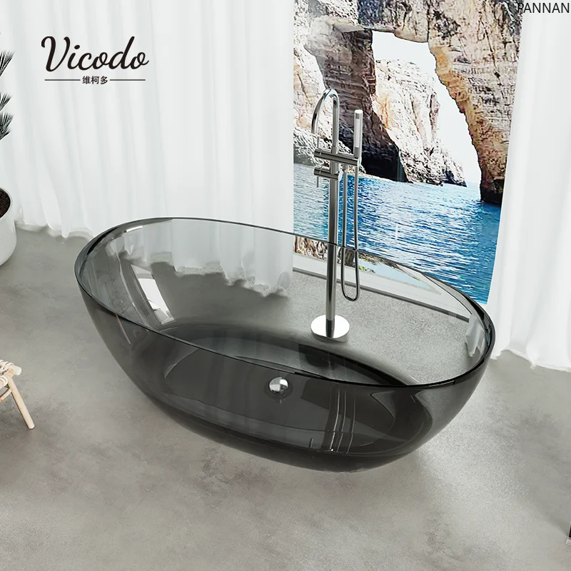 Transparent bathtub Hotel B & B Internet celebrity Color resin crystal thin edge artificial stone bathtub