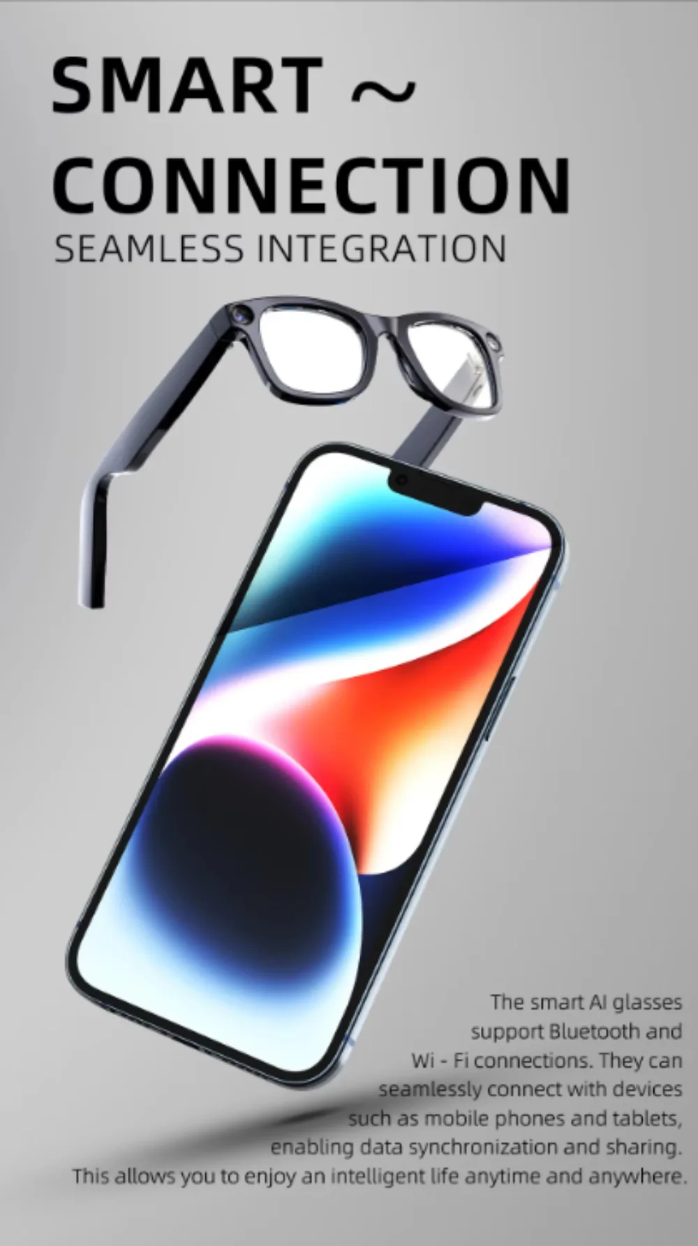 

New E01 AI smart glasses high definition anti-shake camera video voice call noise reduction everything recognition