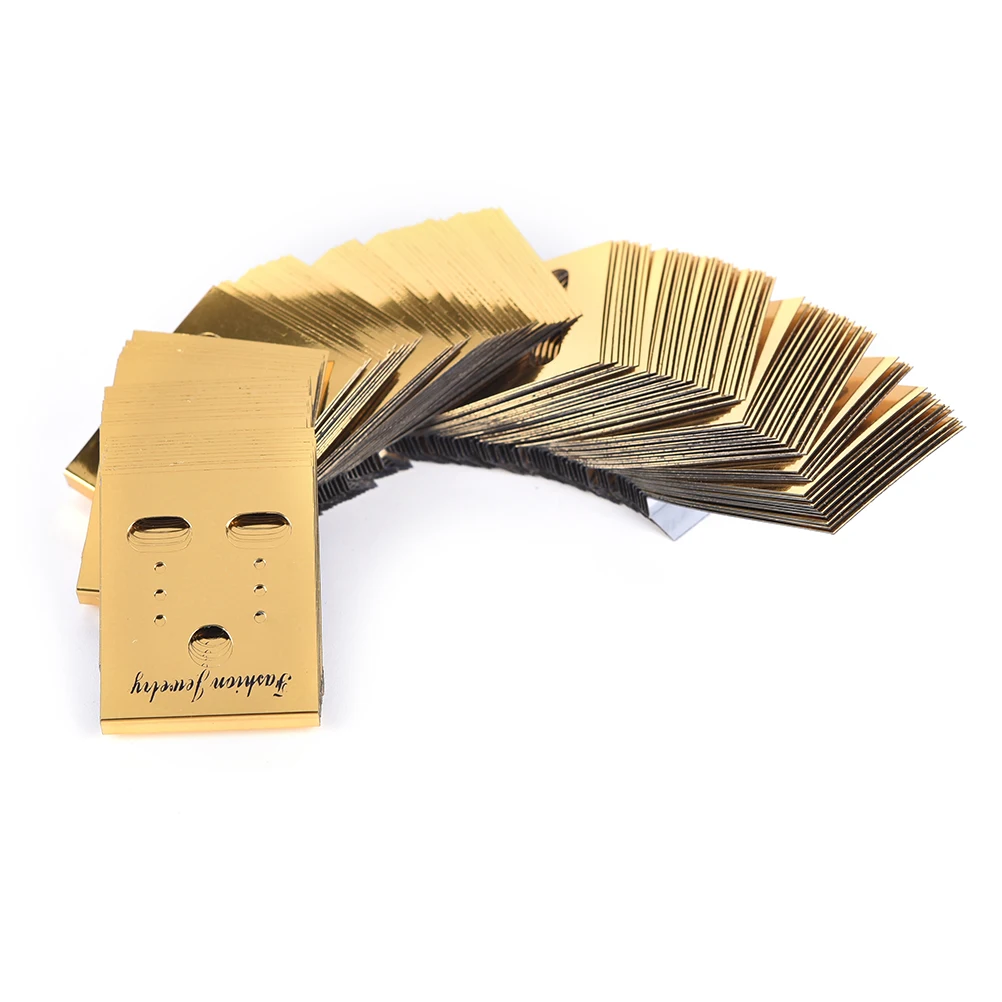 100 Stück Goldene Professionelle Kunststoff-DIY-Schmuckverpackungskarten Ohrring-Ohrstecker-Halter Display-Hängekarten – Detail 4