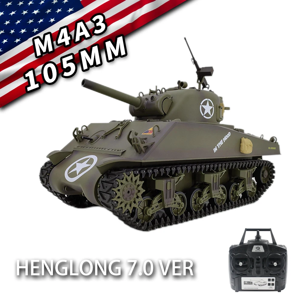 COOLBANK 1/16 Scale U.S. Sherman M4A3 Battle Tank 2.4Ghz Radio Remote Control Tank Toys Military Model RC Tank Vehicle Gifts Boy