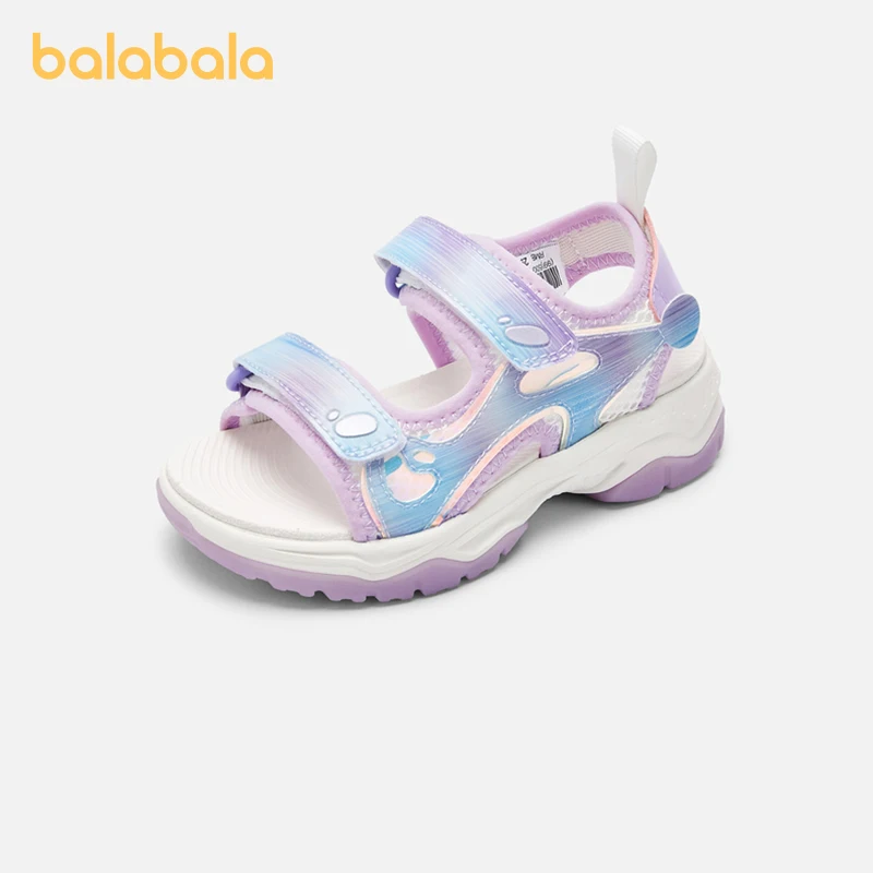 Balabala Kids Shoes Girls Sports Sandals Soft Sole Breathable 2024 Summer New Shoes Trendy Casual Shoes Medium Large Children