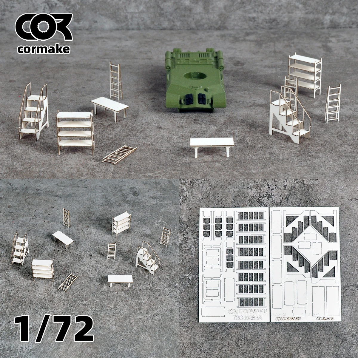 

Assembly Architectural sand table shelf Tank Factory Maintenance ladder scaffolding diorama Scale model kit 1/72