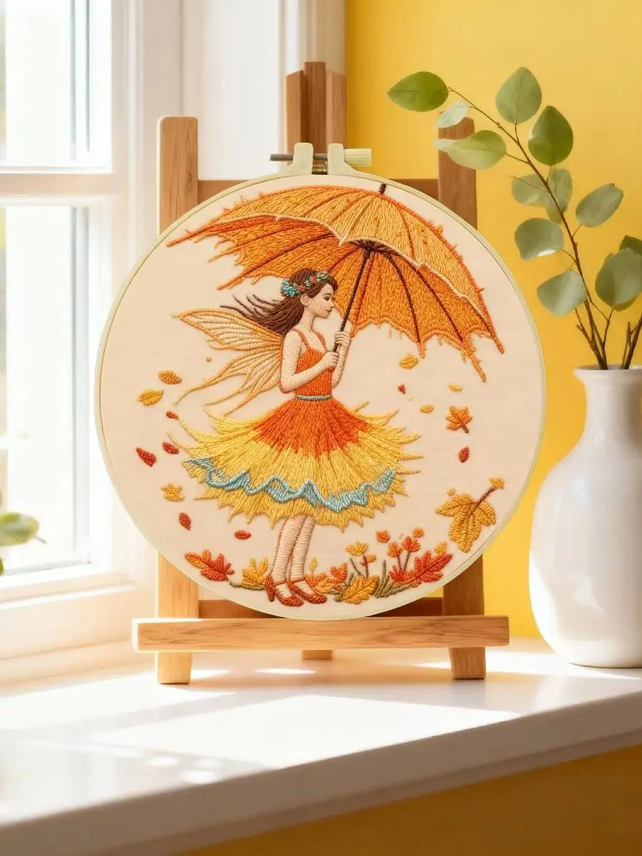 1 Stück 20X20CM/15X15CM 7,87/6,3 Zoll Meerblick Stickerei Starter-Kit DIY-Kit DIY-Stickerei-Set für Anfänger – Detail 6
