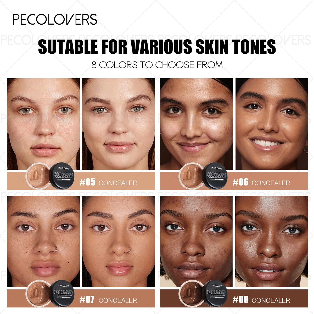 1 unidad de textura en crema, resistente al agua, sedosa, ligera y no grasa, que cubre ojeras/manchas/marcas corporales, corrector/base