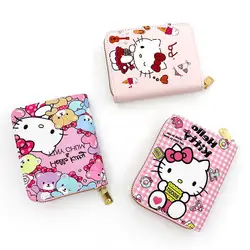 Bambini Kawaii Cartoon Hello Kitty portamonete simpatico cartone animato pieghevole borsa in pelle PU ragazza Zero portafoglio regali Walle femminili