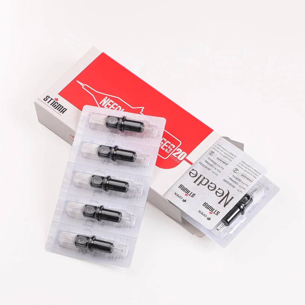 STIGMA 20PCS Disposable Sterile Tattoo Needles RL/RS/RM 0.3/0.35MM Black Professional For Wireless Tattoos Machine Makeup Supply