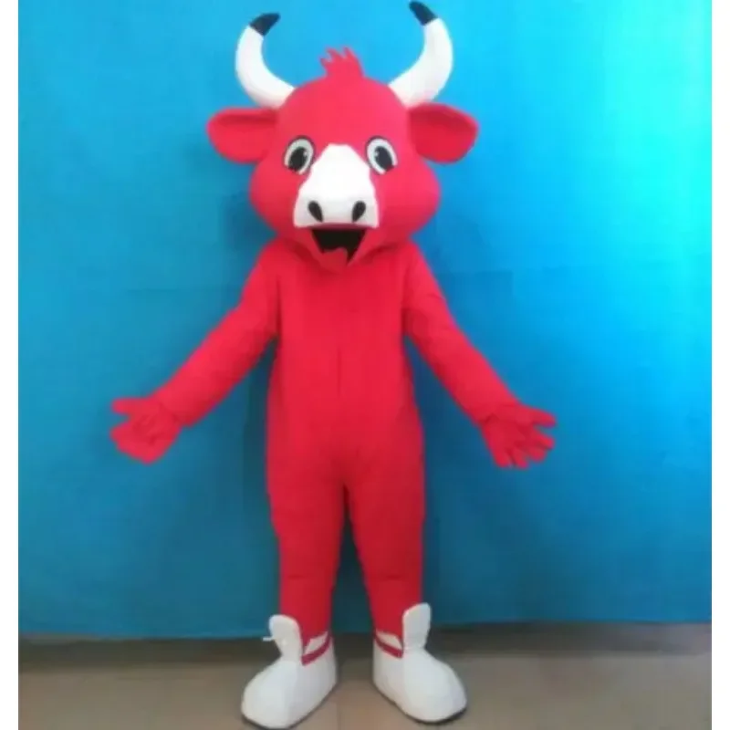 

Bull Mascot Red Costume Cosplay Christmas Party Game Dress Adult Unisex Interesting Funny Cartoon Character Clothing