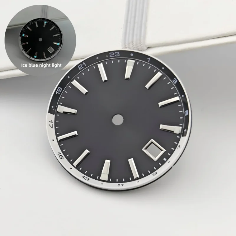 Nuovo quadrante dell'orologio da 32 mm con anello interno dell'ombra Quadrante dell'orologio meccanico luminoso blu ghiaccio per movimento NH34 NH35
