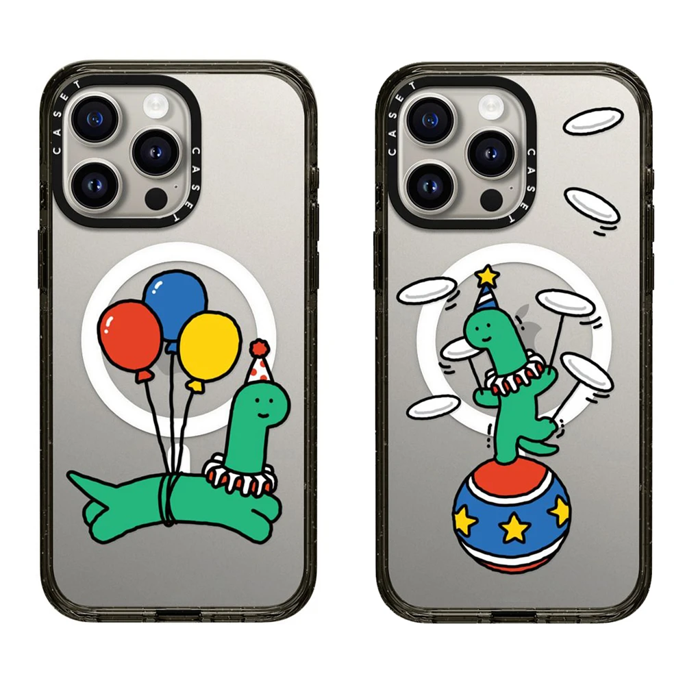 เคสโทรศัพท์ลายไดโนเสาร์น่ารักอะคริลิค พร้อม MagSafe สำหรับ iPhone 16 12 13 14 15 11 16 Pro Max 16Plus ป้องกันการตกกระแทก ฝาหลังแม่เหล็ก