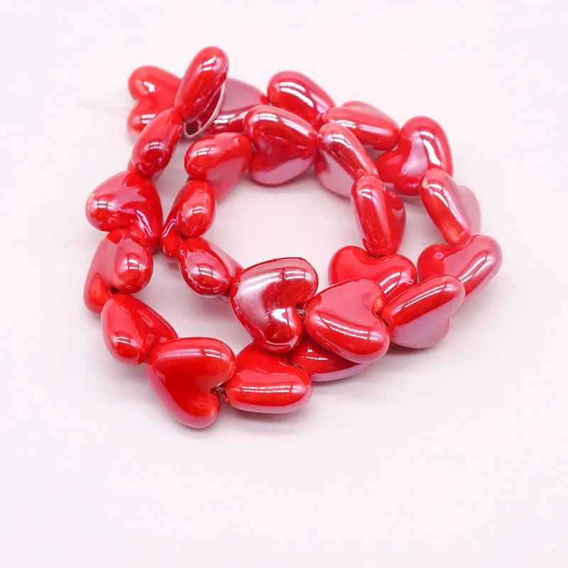 Colorful Heart Shape Ceramic Beads For Jewelry Making DIY Earring Bracelet 13x15mm Heart-shaped Porcelain Jewelry Accessories