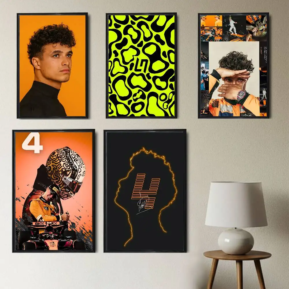 

Orange racing car Baby LH4 Lando Norris Poster Paper Print Home Living Room Bedroom Entrance Bar Cafe Art Painting Decoration