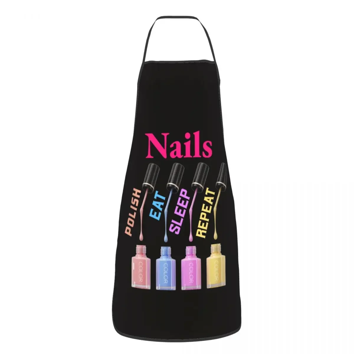 Bib Nails Polish Eat Sleep Repeat Aprons for Men Women Unisex Adult Chef Cooking Kitchen Tech Funny Quotes Tablier Cuisine