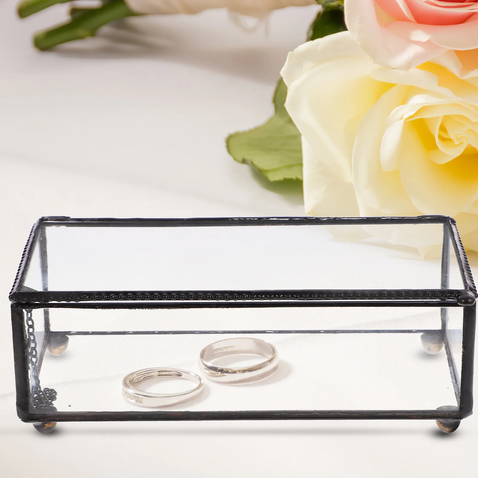 

Gift Box Storage Vintage Glass Jewelry Holder Lid For Necklaces Bracelets Earrings Watches Trinkets Home Organizer Decor