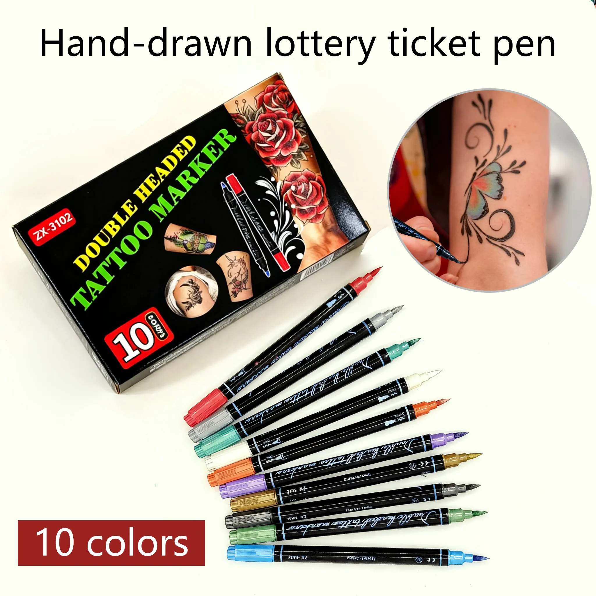 

Double-Headed Tattoo Metal Color Painting Pen For Festival Party DIY Skin Temporary Marker Art Painting Creation Pen