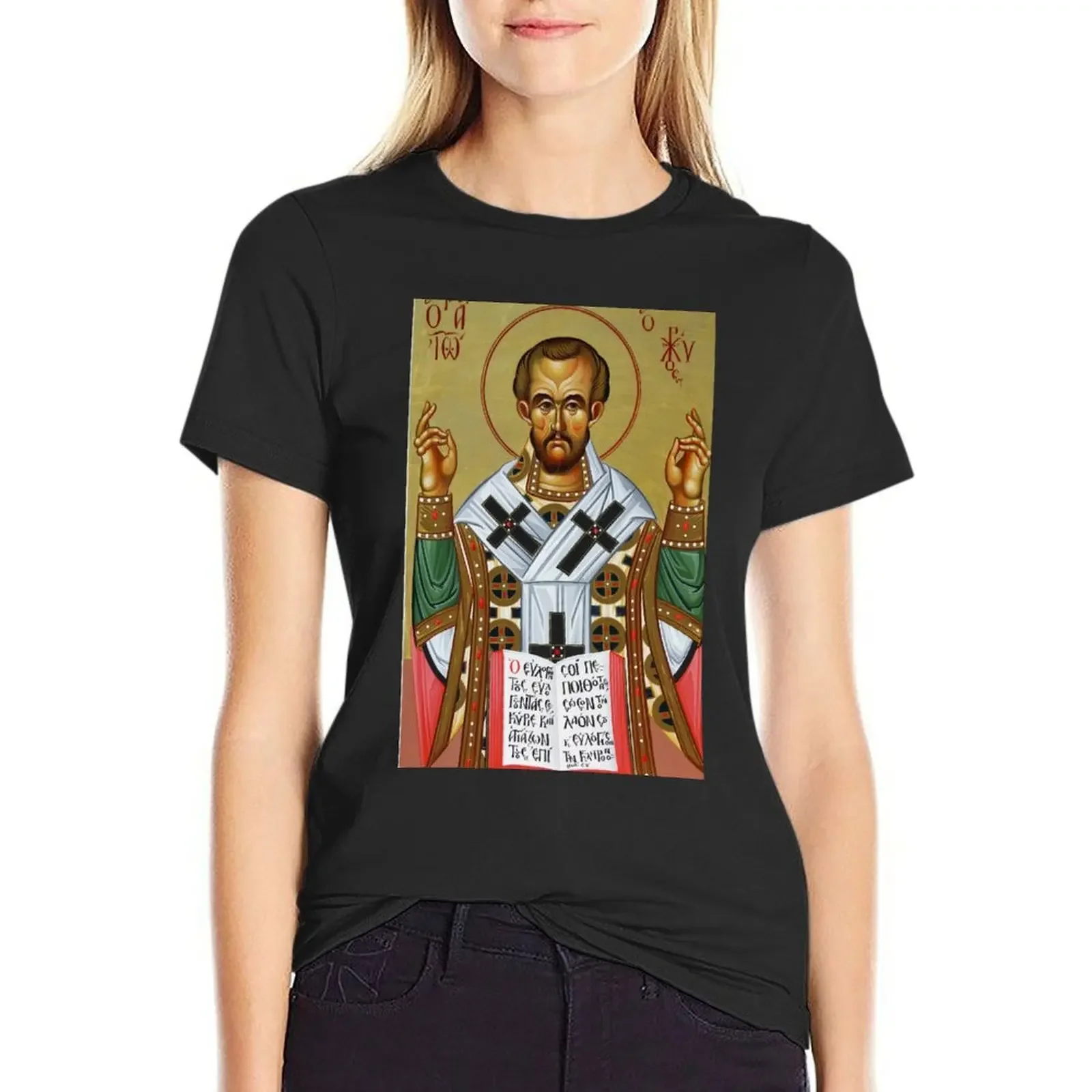 

St John Chrysostom T-Shirt summer top tees t shirts for Women loose fit