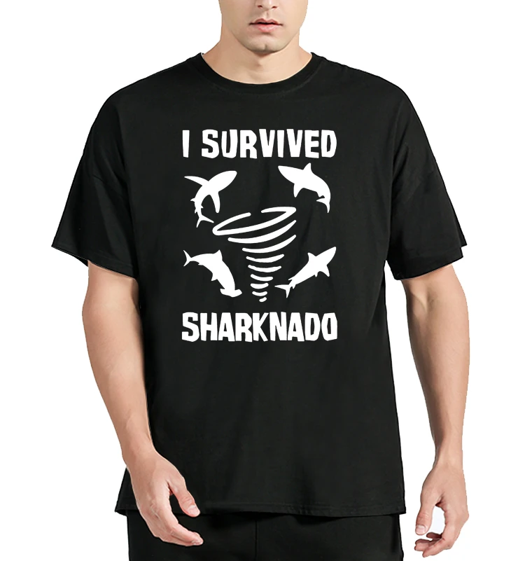 Summer Style Fashion Men T Shirts Survived Sharknado Shark Week For Men Tshirt Tees NEW Casual Fashion Floral Printed T-shirt