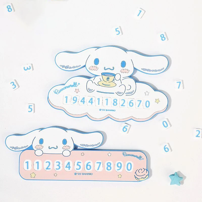 Sanrio מכונית חניה צלחת מעבר מכונית טלפון צלחת חניה זמנית קריקטורה אמיתי cinamoroll מכונית מתנה