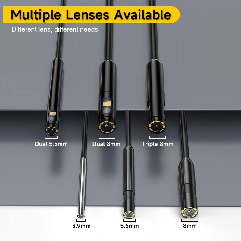 كاميرا المنظار بشاشة IPS مقاس 2.8 بوصة 720P IP67 1-15 متر كابل صلب كاميرا فحص Borescope الصناعية للأنابيب 2600 مللي أمبير في الساعة #3