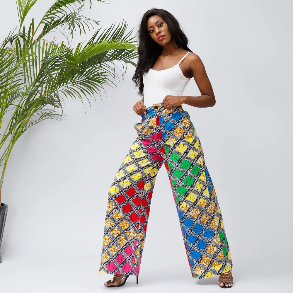 

African Ankara Wide-leg Pant News Ladies Pant Ankara Print Trousers Wide Legs High Waist Pants Ankara Print Pants