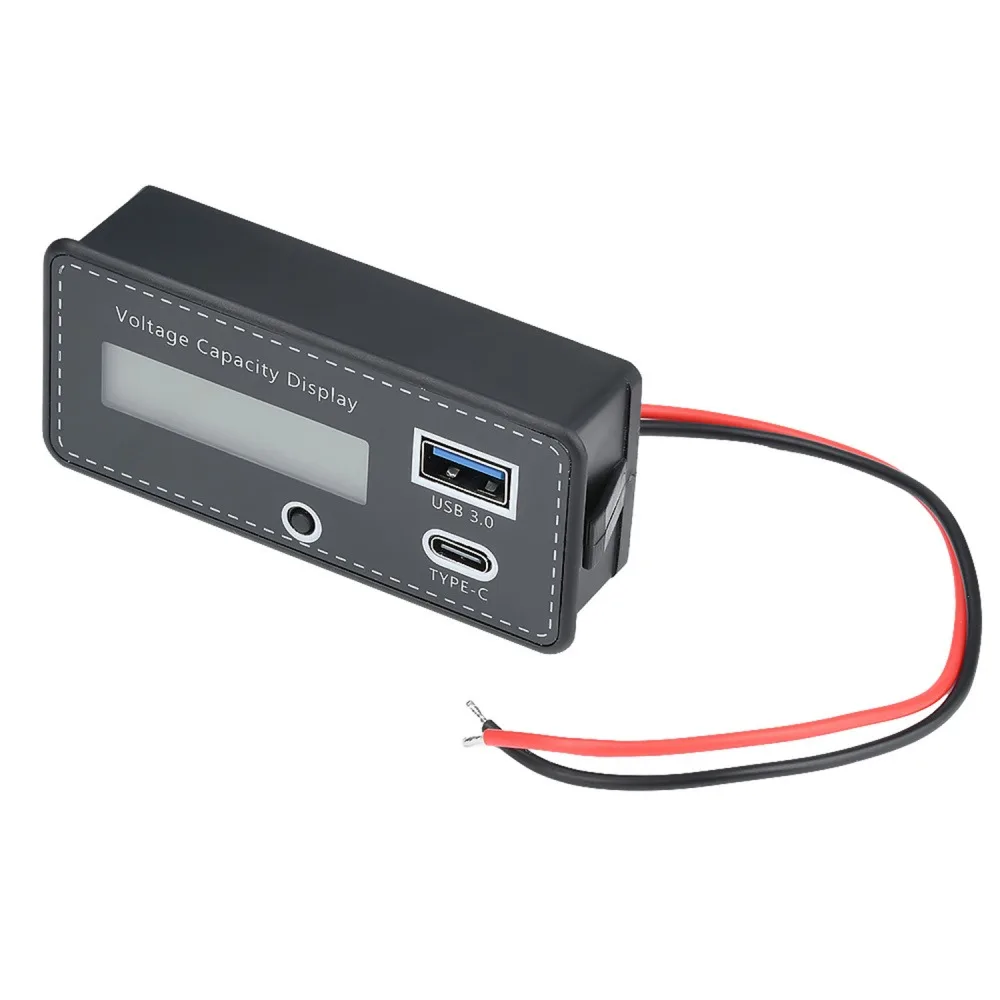 

DC8-30V Battery Capacity Indicator LCD Display Lead-Acid Lron-Lithium Ternary Lithium Measurement Meter with USB and Tpye-C Port