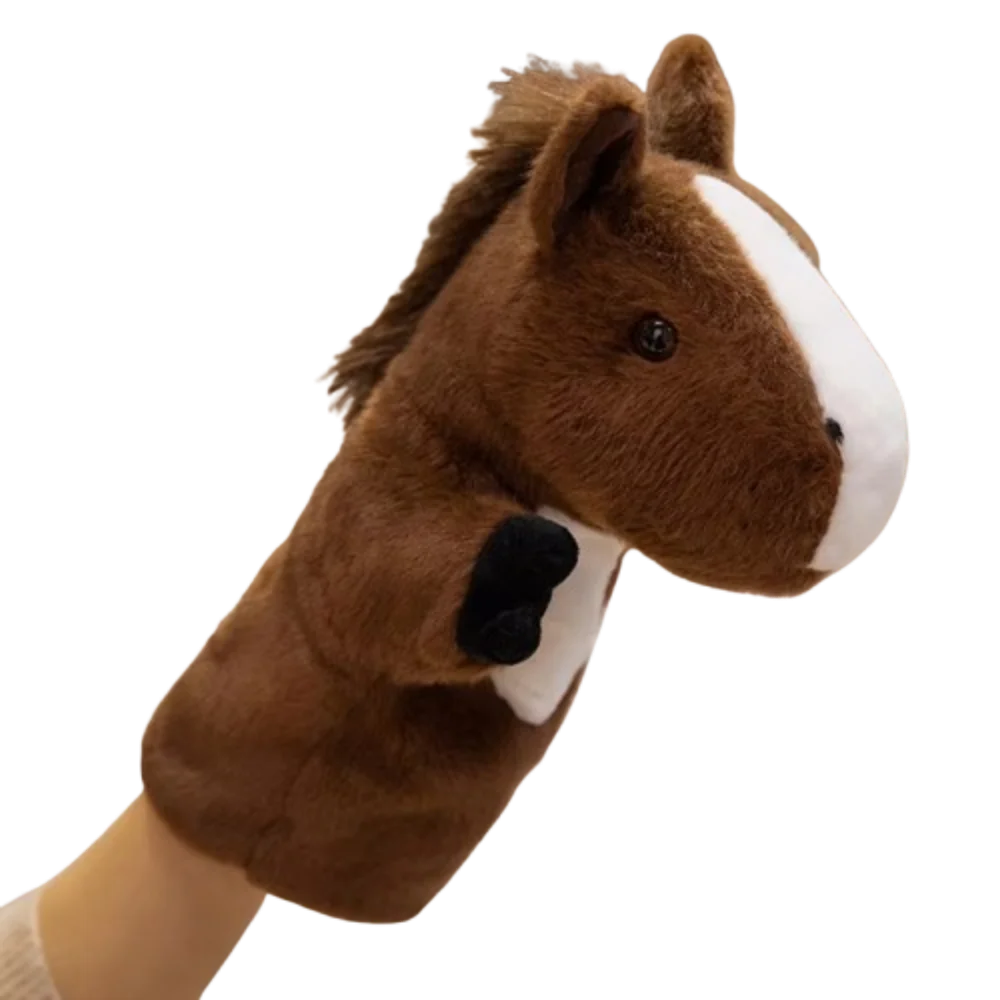 

Storytelling Animal Horse Hand Puppet Simulation Soft Hand Finger Story Puppet 25cm Early Education Stuffed Plush Horse Toys
