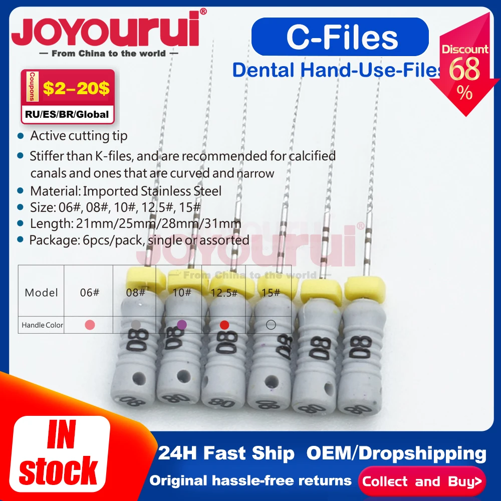 

Dental C+ files 25mm 21mm Endodontic Tips Pilot Stainless Steel C Files 6# 8#10# 12.5# 15# Root Canal Dentistry K H Reamers