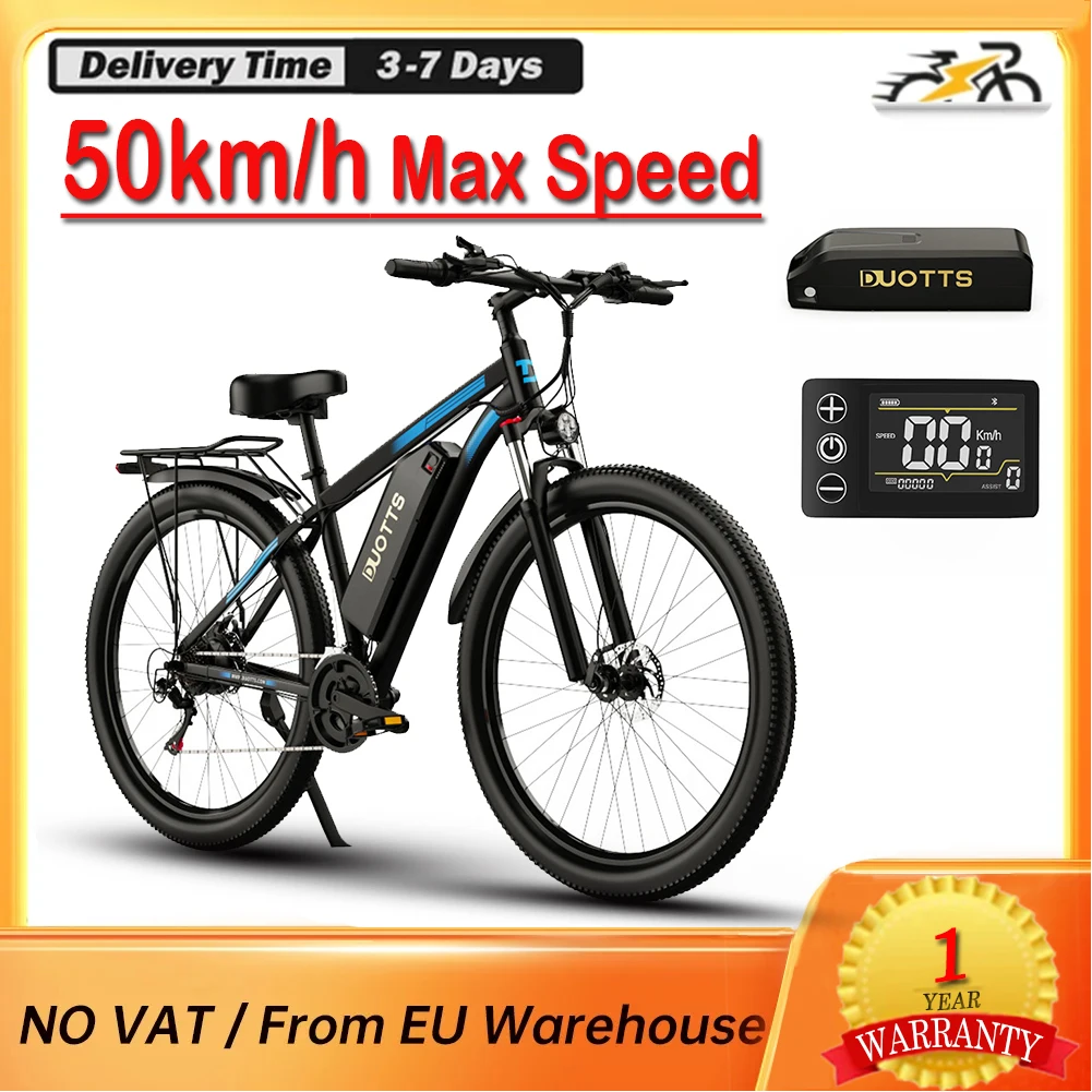 DUOTTS C29 Adult Electric Bike 50km/h 750W Mountain Bikes With Rear Rack 48V 15Ah Battery Electric Road Bikes Electric Bicycle