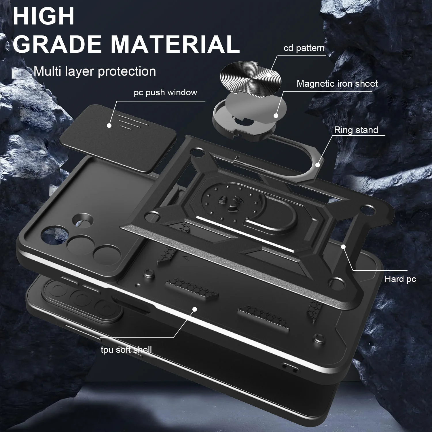 حافظة مدرعة مقاومة للصدمات لهاتف سامسونج جالاكس A26 5G غطاء هاتف حامل السيارة لهاتف سامسونج جالاكسي a26 عدسة الكاميرا حماية Fundas