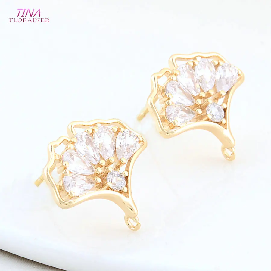 16.5*18MM 18K plaqué or en laiton ventilateurs forme boucles d'oreilles de haute qualité bricolage boucle d'oreille fabrication de bijoux trouver des accessoires