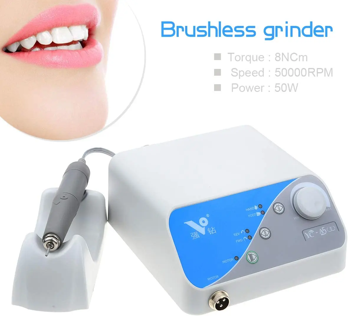 APHRODITE 50W Dental YC-A500 Brushless MicroMotor Polisher Polishing Machine 8Ncm with 50000 Brushless Handpiece 2.35mm Chuck