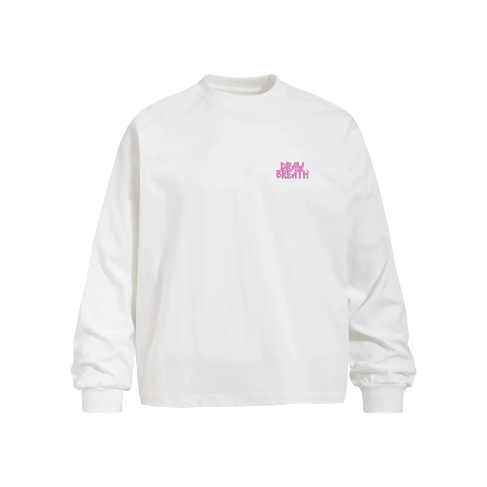 MWJLPWQ Hand-Painted Letter Print Loose Long-Sleeve T-Shirt For Men American Street Round-Neck Fashion Ins Style Casual 20671