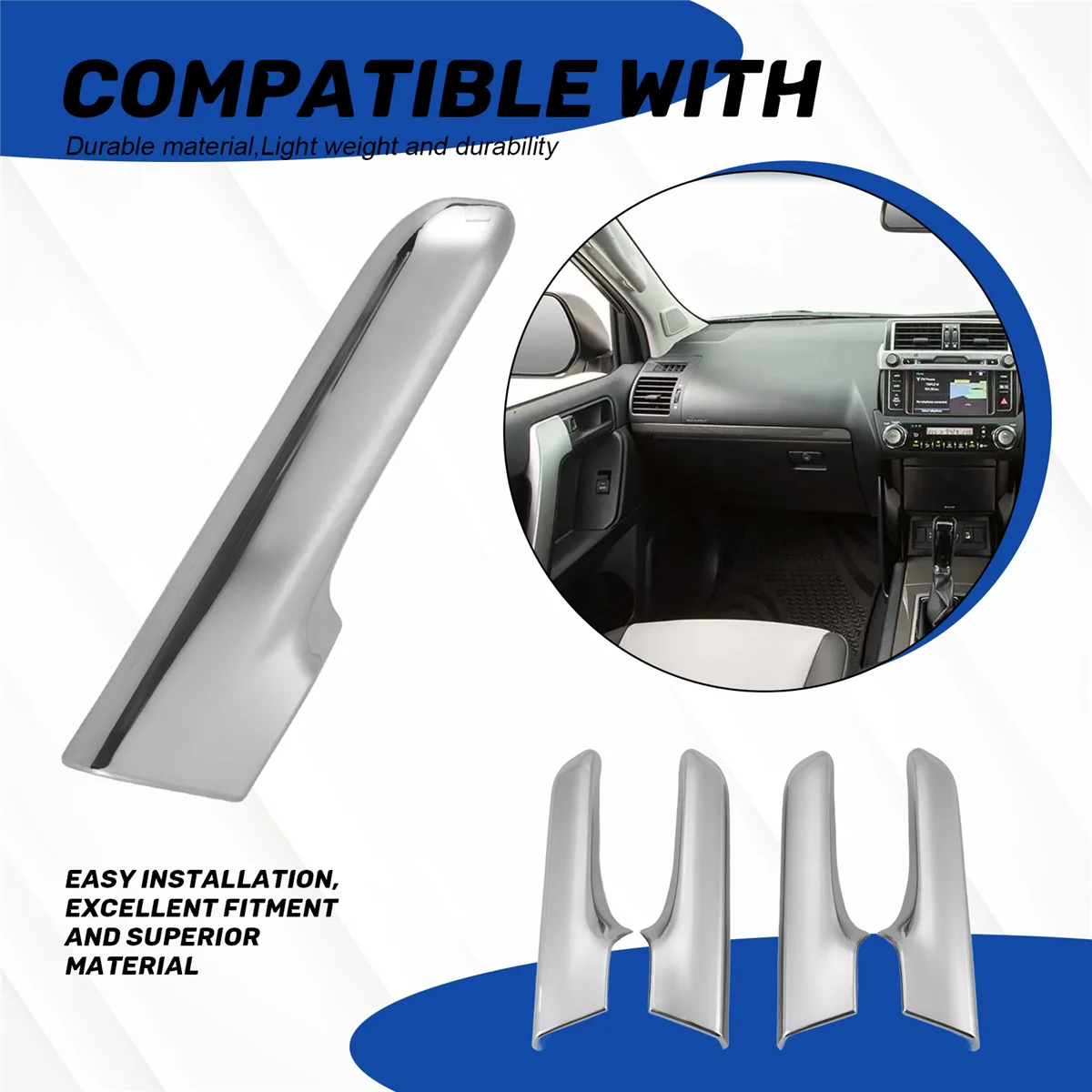 Super Sale for Toyota Land Cruiser Prado FJ 150 2014 2015 2016 ABS Chrome Interior Door Handle Cover Trims Protection Sticker
