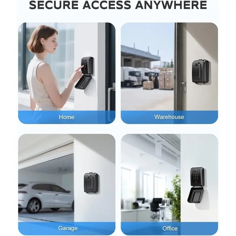 B27B For Keys Wall-Mounted Key Lock Box, 12-Digit Combination Lock Box With Code, Large Capacity& Weatherproof Outdoor Lockbox D