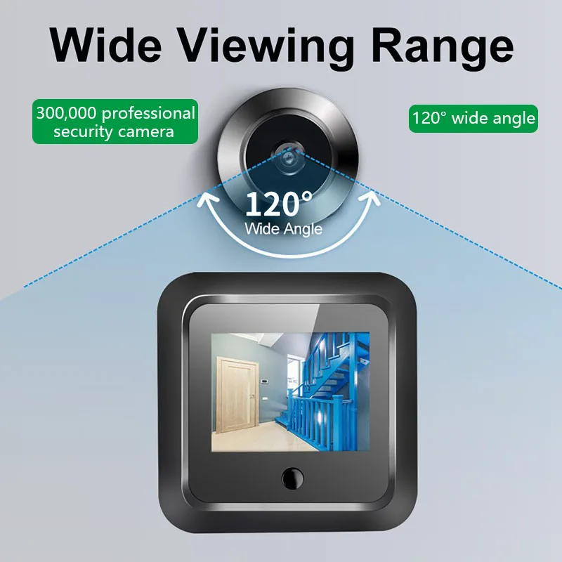 Peephole Camera 2.4 Inch Wide 120° Smart Digital Door Viewer Security Monitor 240x320 HD Visual Doorbell 300000 Pixels Resolutio