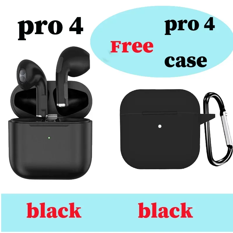 (free Case) Pro 4 TWS Wireless Headphones Bluetooth-Compatible 5.0 Waterproof Headset with Mic for Xiaomi IPhone Pro4 Earbuds