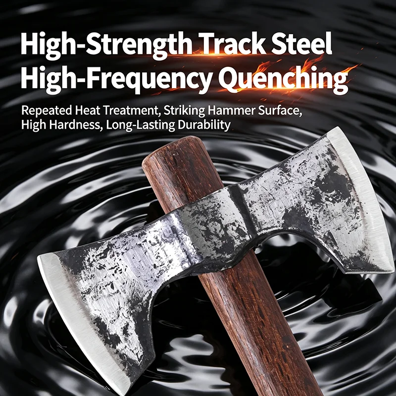 Camping, tree felling, logging, all steel forging axe, double-edged hand axe, multifunctional